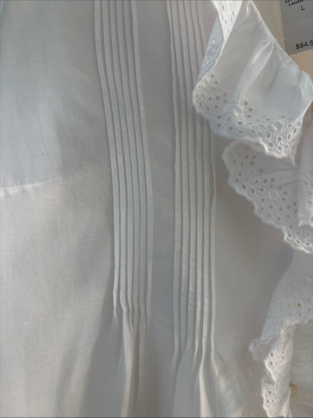Ann Taylor Weekend 100% Cotton White Eyelet Ruffle Front Blouse - Picture 7 of 11